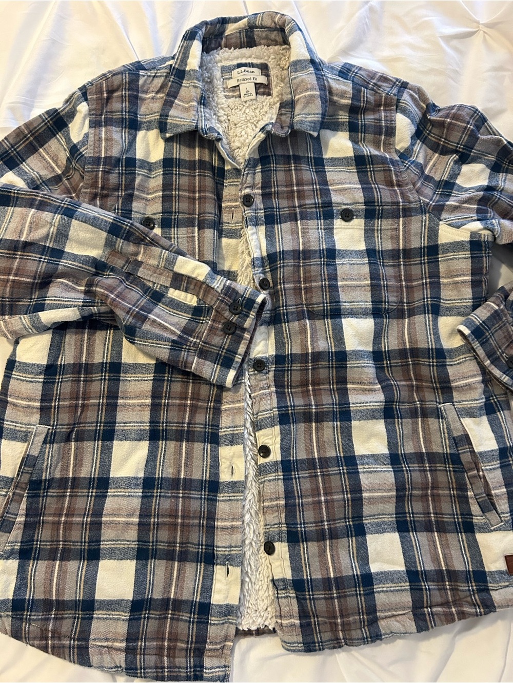 A FALL must !Sherpa-Lined Plaid Shirt Jacket - Blue & Brown